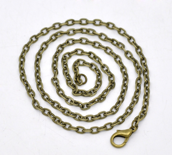 Antique Bronze Lobster Clasp Ball Chains Necklaces 18 inches 6pcs 
