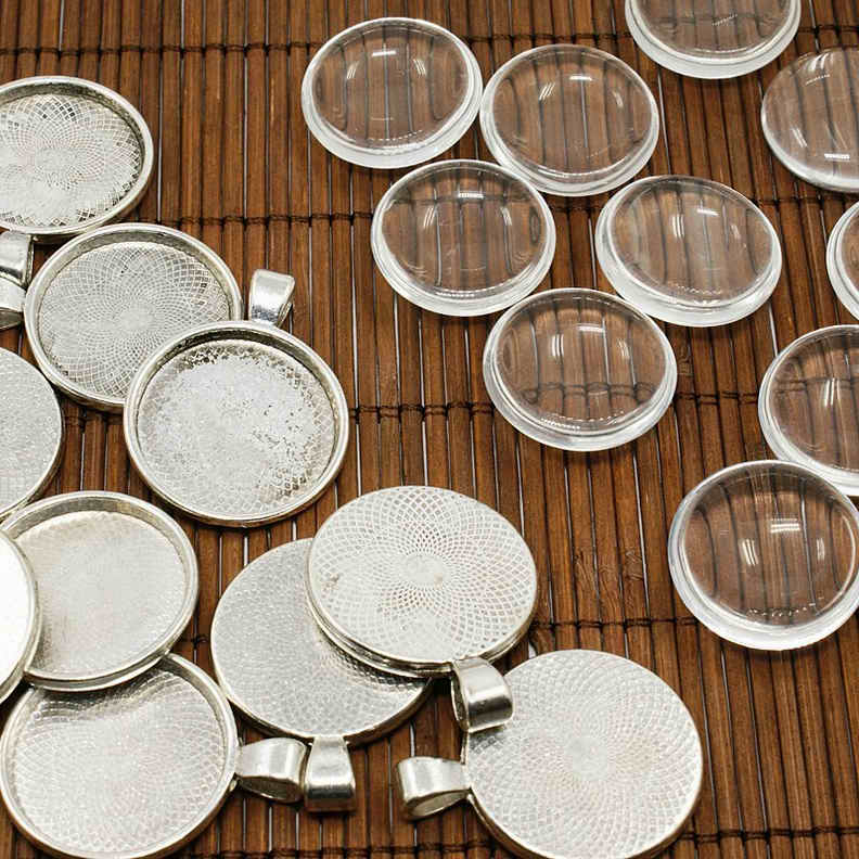 10pcs antiqued silver round rim cabochon settings G1012 