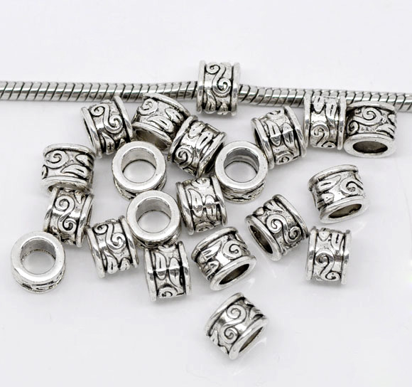 50pc Antique Silver Spacer Beads Large Hole Fits European Bracelets –  PEPPERLONELY – Beads, Buttons, Crafts, Ribbons, Jewelry Findings