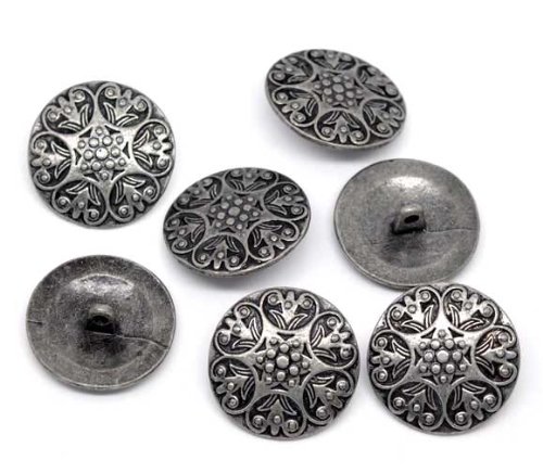 10PC Antiqued Silver Carved Pattern Round Scrapbooking Sewing Buttons 25mm  (Approximately 1 Inch) – PEPPERLONELY – Beads, Buttons, Crafts, Ribbons,  Jewelry Findings