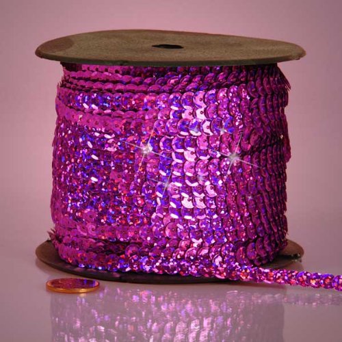Fuchsia PEPPERLONELY Brand 100 Yard/Roll Metallic Faceted Sequin Trim 6mm 1/4 Inch 
